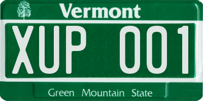 VT license plate XUP001