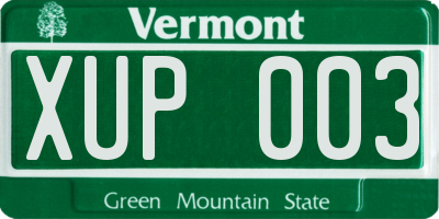 VT license plate XUP003