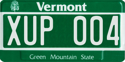 VT license plate XUP004
