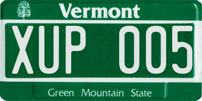 VT license plate XUP005