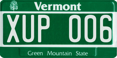 VT license plate XUP006