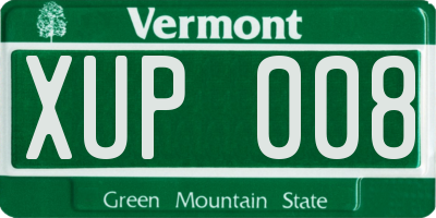 VT license plate XUP008