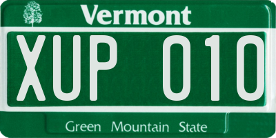 VT license plate XUP010