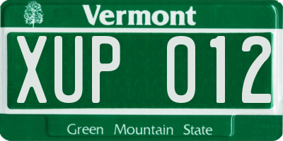 VT license plate XUP012