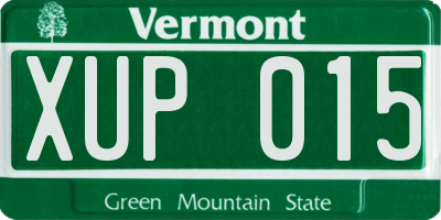 VT license plate XUP015