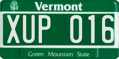 VT license plate XUP016