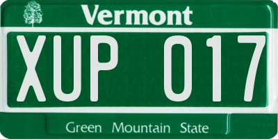 VT license plate XUP017