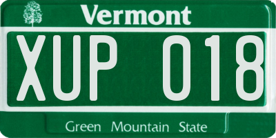 VT license plate XUP018