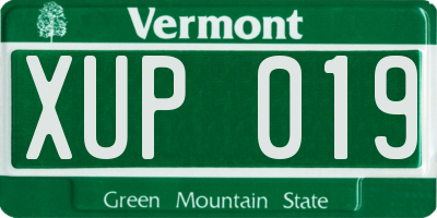 VT license plate XUP019