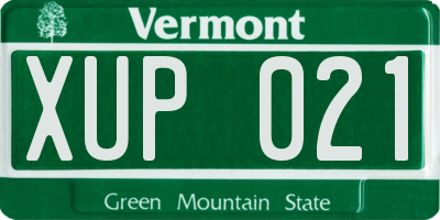 VT license plate XUP021