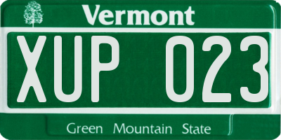 VT license plate XUP023