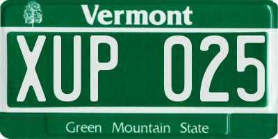 VT license plate XUP025