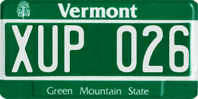 VT license plate XUP026
