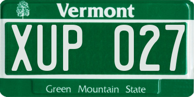 VT license plate XUP027