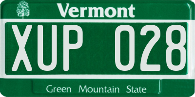 VT license plate XUP028