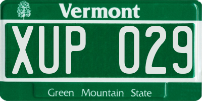 VT license plate XUP029
