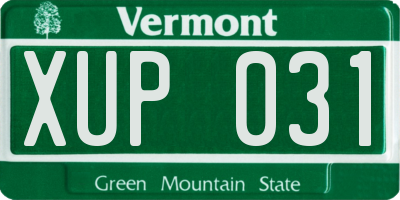 VT license plate XUP031