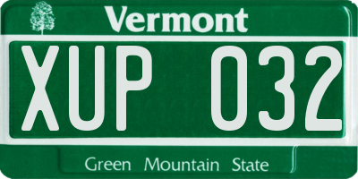 VT license plate XUP032