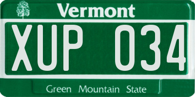 VT license plate XUP034