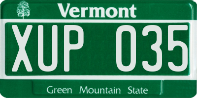 VT license plate XUP035