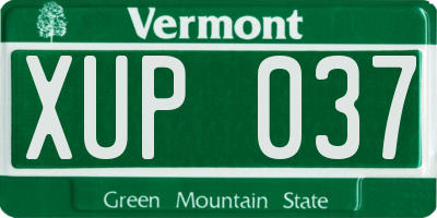 VT license plate XUP037