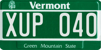 VT license plate XUP040