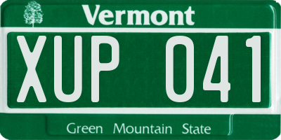 VT license plate XUP041