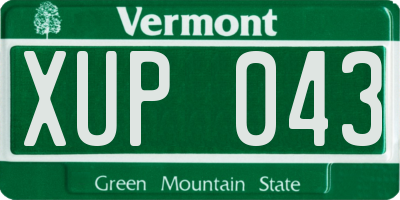 VT license plate XUP043