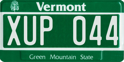 VT license plate XUP044