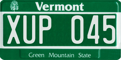 VT license plate XUP045