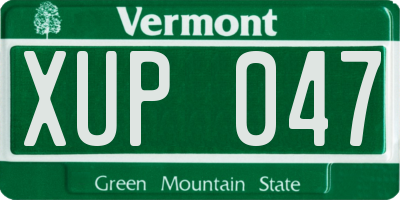 VT license plate XUP047
