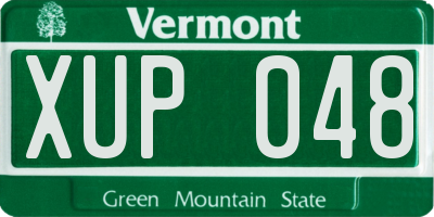 VT license plate XUP048