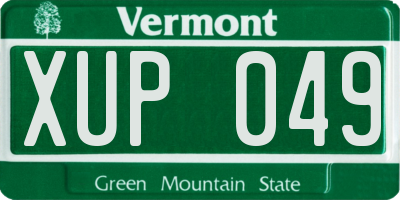 VT license plate XUP049