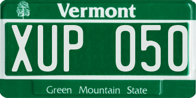 VT license plate XUP050