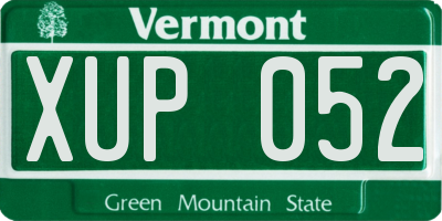 VT license plate XUP052