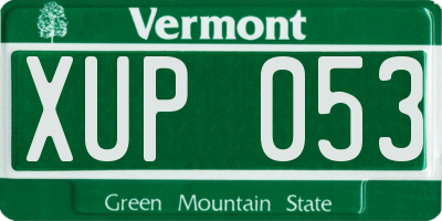 VT license plate XUP053