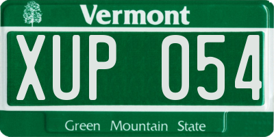VT license plate XUP054