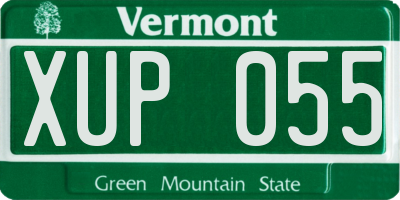VT license plate XUP055