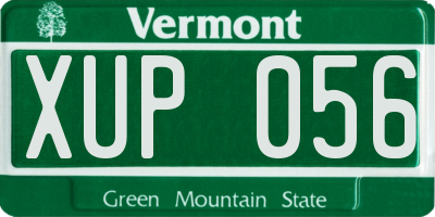VT license plate XUP056