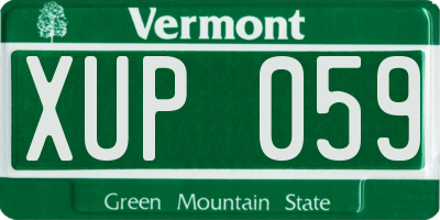 VT license plate XUP059