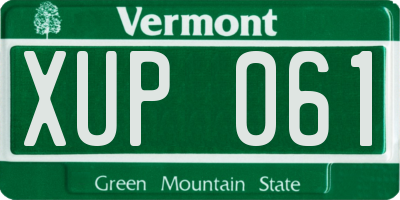 VT license plate XUP061