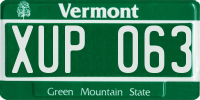 VT license plate XUP063