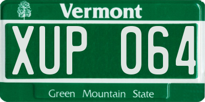 VT license plate XUP064