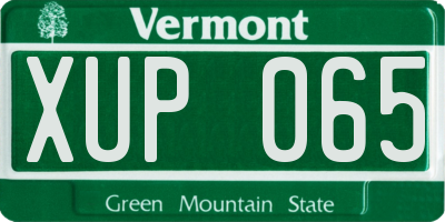 VT license plate XUP065