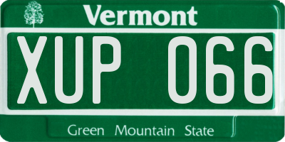 VT license plate XUP066