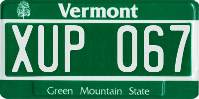 VT license plate XUP067