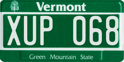 VT license plate XUP068