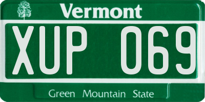 VT license plate XUP069