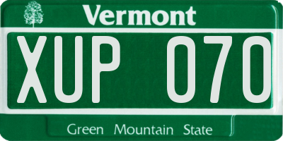 VT license plate XUP070