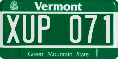 VT license plate XUP071
